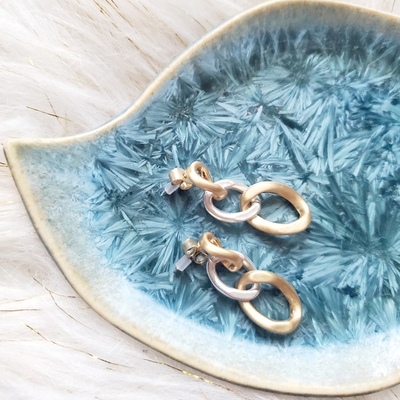 Lucky Brand gold silver chain link earrings - Picture 3 of 4